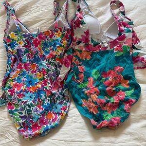 2 Tommy Bahama Colorful Floral womens Bathing suits size small
